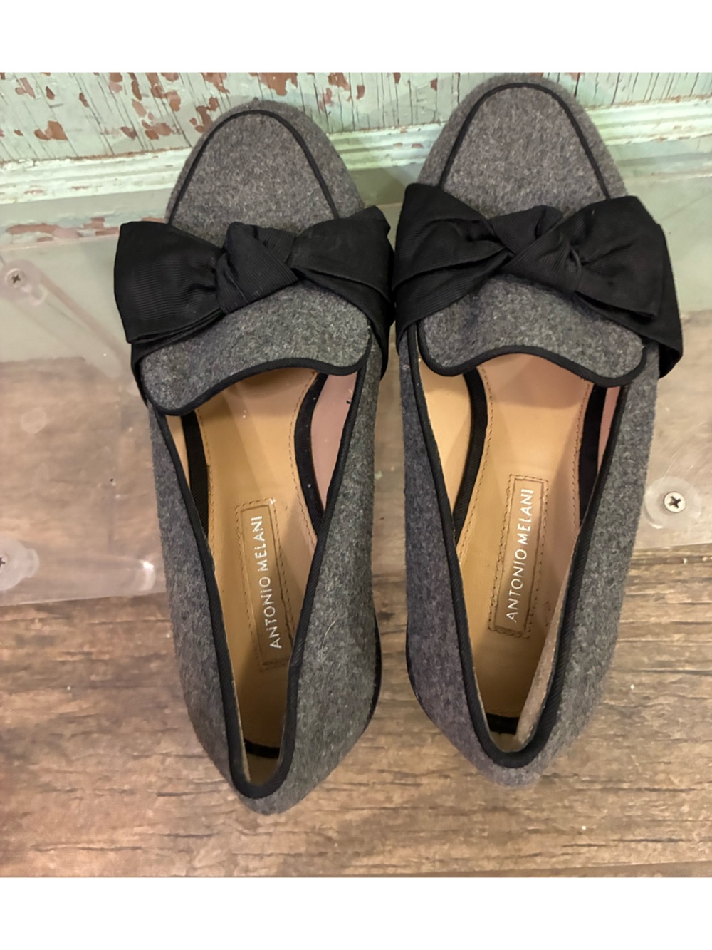 ANTONIO MELANI Gray Wool Bow Loafers - Picture 4 of 5